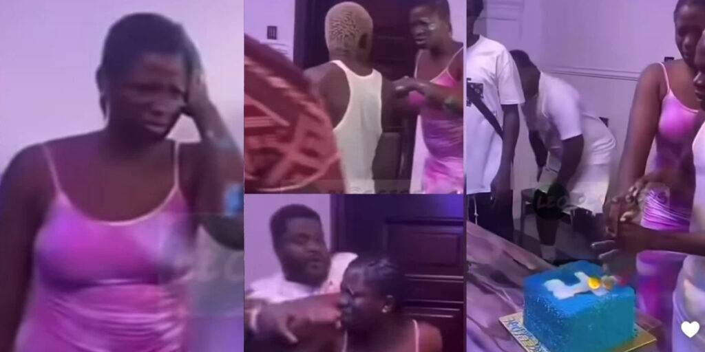 Drama as Nigerian Man Slaps Girlfriend Over Cake-cutting at Party 